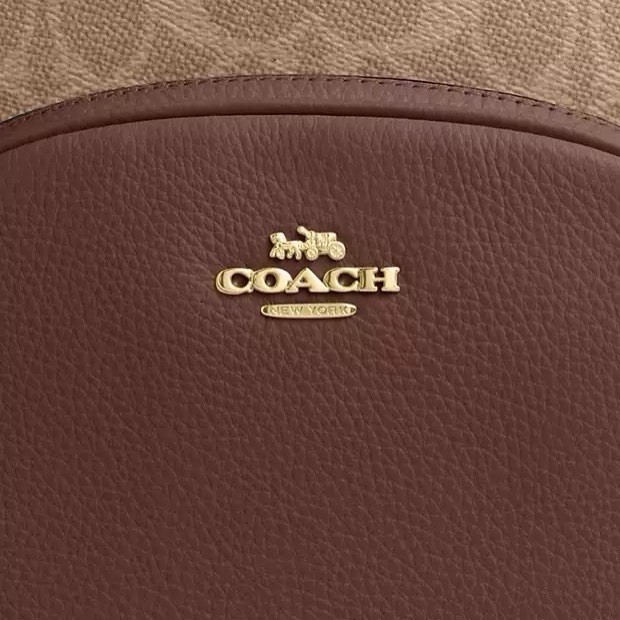 NWT Coach Court 5671 IM/Khaki Saddle / Leather Canvas Signature