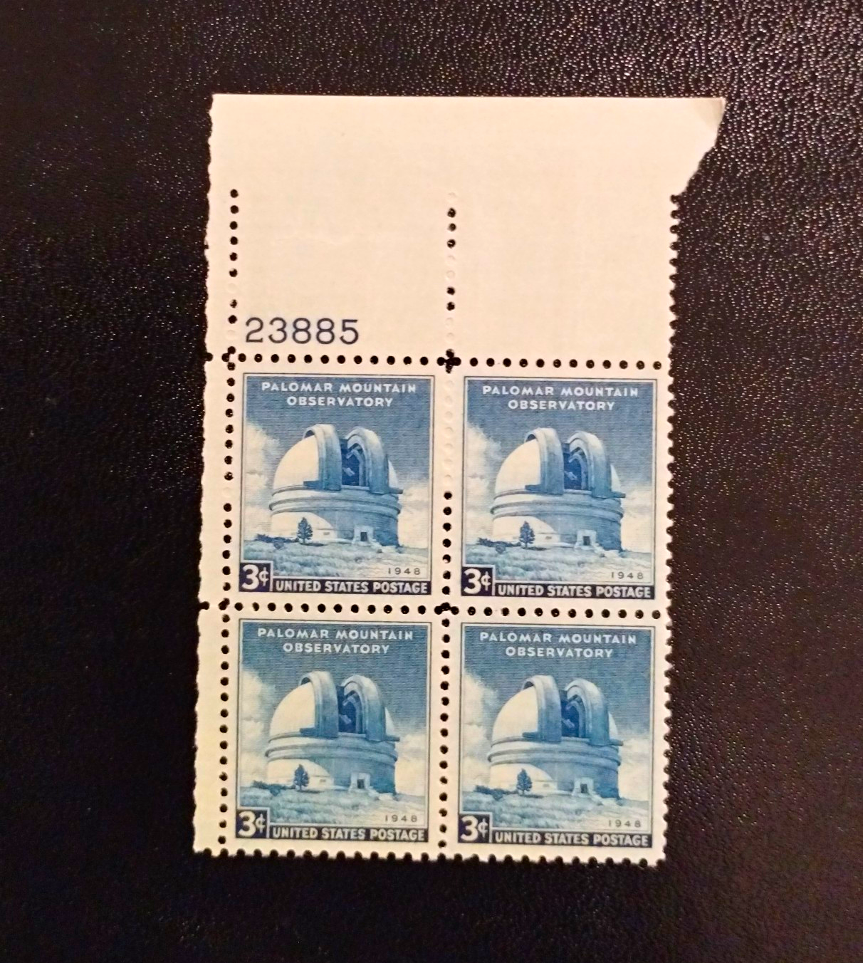 United States Palomar Mountain Observatory 3¢ Blue Plate Block 4 MNH 1948 #23885