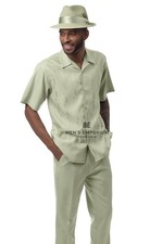 NEW Mens Montique 2PC Summer Walking Set Leisure Suit Regular Fit 2614 Mint Gree
