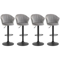4Er-Set Barhocker Drehbare BarstüHle Mit Lehne Samt Touch HöHenverstellbar Grau
