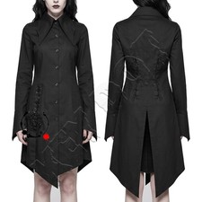 Women's Gothic Victorian Long Shirt Dress with Lace-Up Corset Back Coat