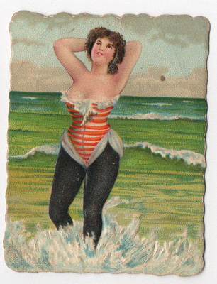 Antique Monterrey Cigarettes Trade Card Embossed Die-Cut Chromolithograph Nude