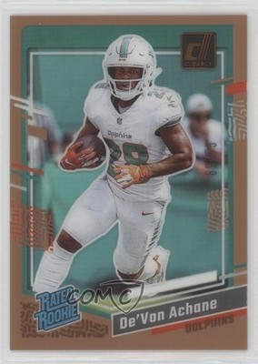 2023 Panini Clearly Donruss Rated Orange 69/75 De'Von Achane #59 Rookie RC 15ok