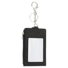 Card Holder Keychain Wallet, Leather RFID Blocking Credit Card Holder, Black