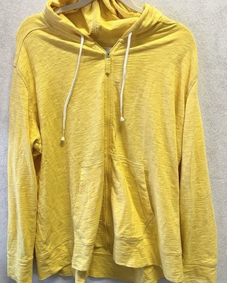 Eddie Bauer Jacket Womens XXL Full Zip Lightweight Cotton Hoodie Yellow