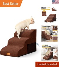Dog Stairs for Small Dogs, 3-Step Non-Slip Foam Pet Steps for Couch Bed  Gen...