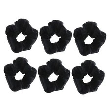 Velvet Solid Scrunchies - Set of 6 - Black