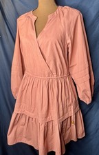 NWT Madewell Women's Poplin Crinkle Wrap Mini Dress Blush Pink Quartz; SMALL