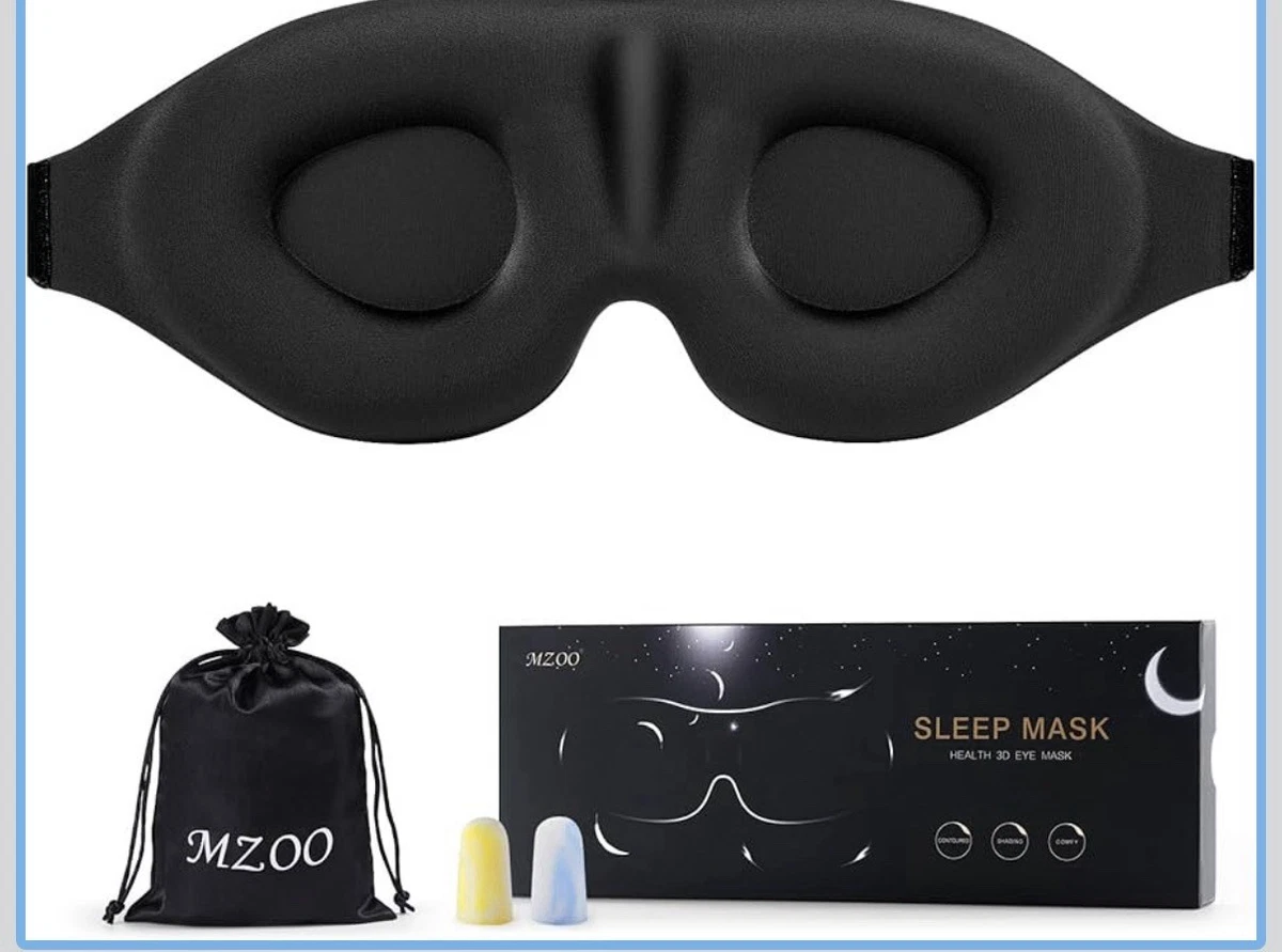 Maschera Per Dormire 3D - 2 Pezzi, Con Tappi Orecchie, Nero E