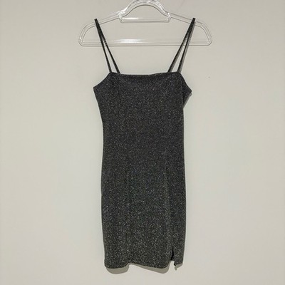 H&M Divided Y2K Silver Metallic Bodycon Mini Dress Women's Small