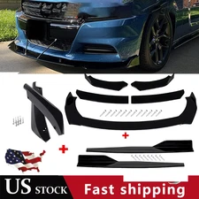 Front Bumper Lip Chin Spoiler Body Kit Splitter Side Skirt For Dodge Charger RT