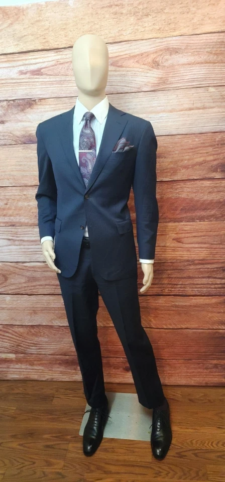 Suitsupply 40R Vitale Barberis Canonico Suit Navy Pencil Stripe 100% Wool Suit - Image 2 of 4