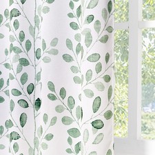 Green Botanical Leaf Curtains 84 inch Long 2 Panels Set Spring Curtains Patio...