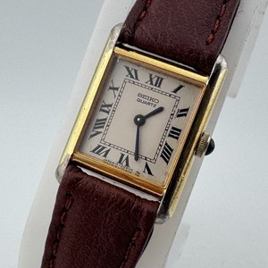 Vtg Seiko SQ Womens Watch READ Two Tone 4326-0119 Day Date New Battery TINY 5.5\