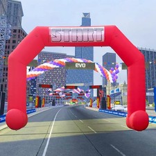 Sewinfla 20ft Inflatable Arch Red with Start Finish Line Banners and Blower