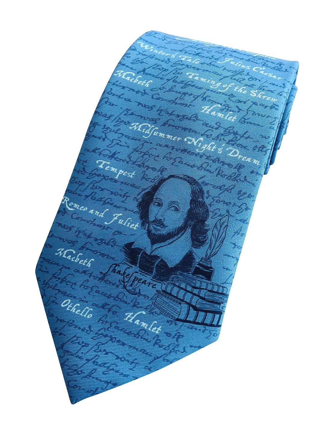 THE TIE STUDIO - Shakespeare @ Tip of the Tie on Blue Men's Novelty Tie