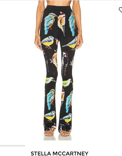 Stella Mccartney Womens Bird Crest Stretch Flared Trousers Pants Artsy Boho Fun - Picture 2 of 6