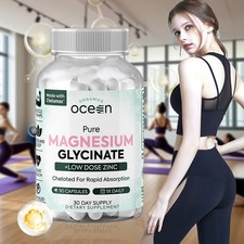 1pc Organics Ocean Pure Magnesium Glycinate Low Dose Zinc Chelated 90 Capsules