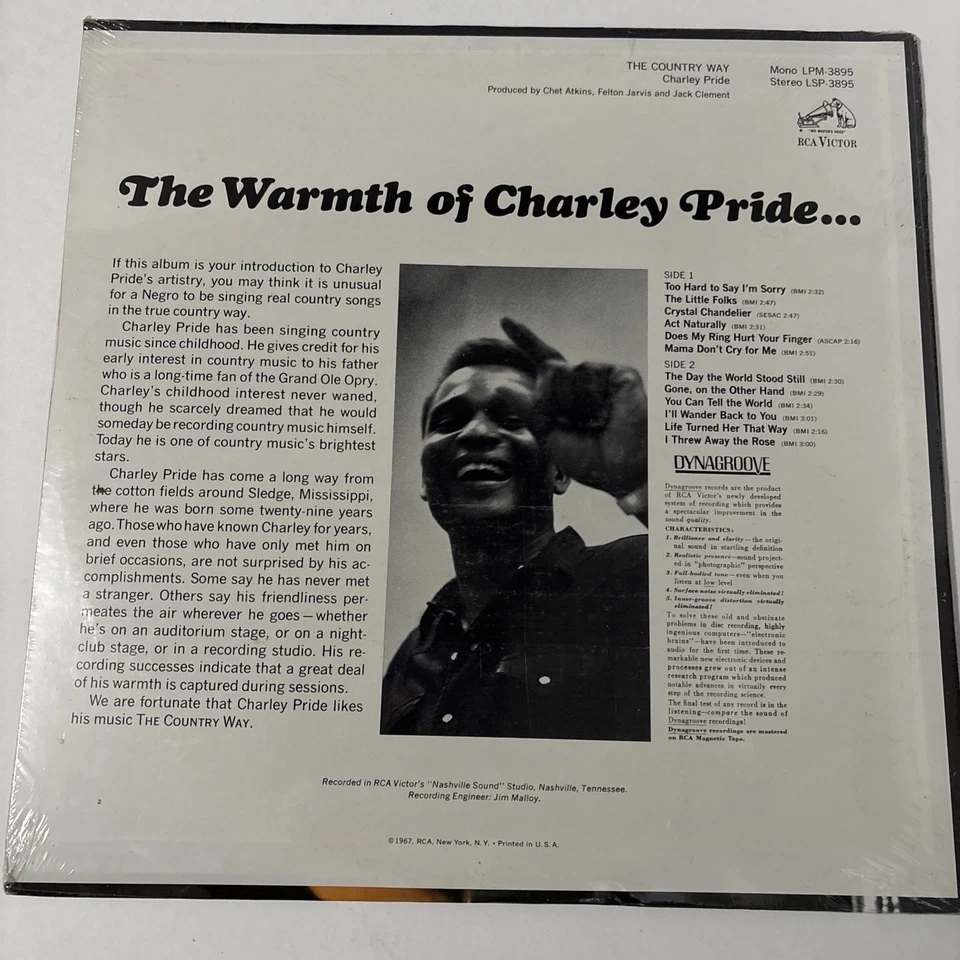 Charley Pride The Country Way Vinyl LP RCA Victor LSP 3895 *Sealed - Image 2 of 2