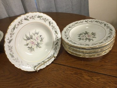 Fleur De Blanc by Royal Jackson Set of 8 Rimmed Soup Bowls