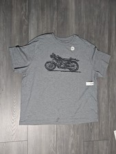 NWT Banana Republic Men's Graphic T-Shirt Premium Wash Motorcycle Print Gray XXL