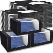 100 Pcs Black Gift Boxes with Clear Window for Baseball Cap Storage