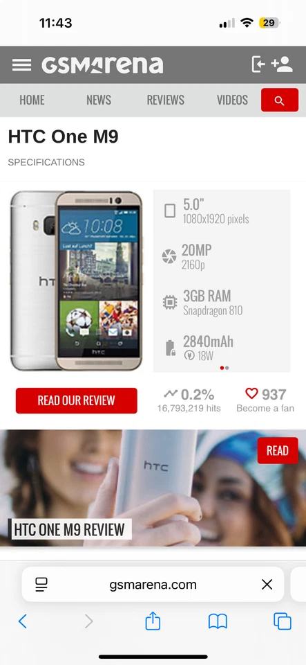 HTC One M9 ATT/Verizon 32GB  (Unlocked) Smartphones - Image 2 of 3