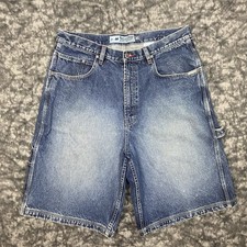 Y2K Mecca Baggy Shorts Mens Size 36 Skater Loose Fit Jorts Medium Wash Denim