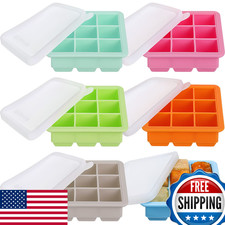 Rtteri Silicone Baby Food Freezer Storage Tray w/Lids, Breast Milk, 6-Pack