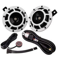 Car Horn 12v Loud Motorcycle Horns High/Low White horn with wire button