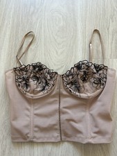 White Fox Floral Lace Mesh Underwired Corset Top Women  s Size S