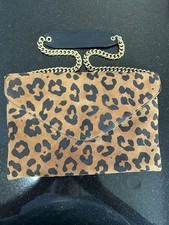 J Crew Leopard Print Suede Leather Flap Bag with Chain Strap Snap No Wear