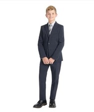 Kenneth Cole Boys Suit Blue Jacket Pants Pockets Adjustable Waist Slim Fit