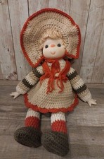 Vintage 1980  s Handmade Crocheted Ice Cream Doll  Strawberry Shortcake Friend