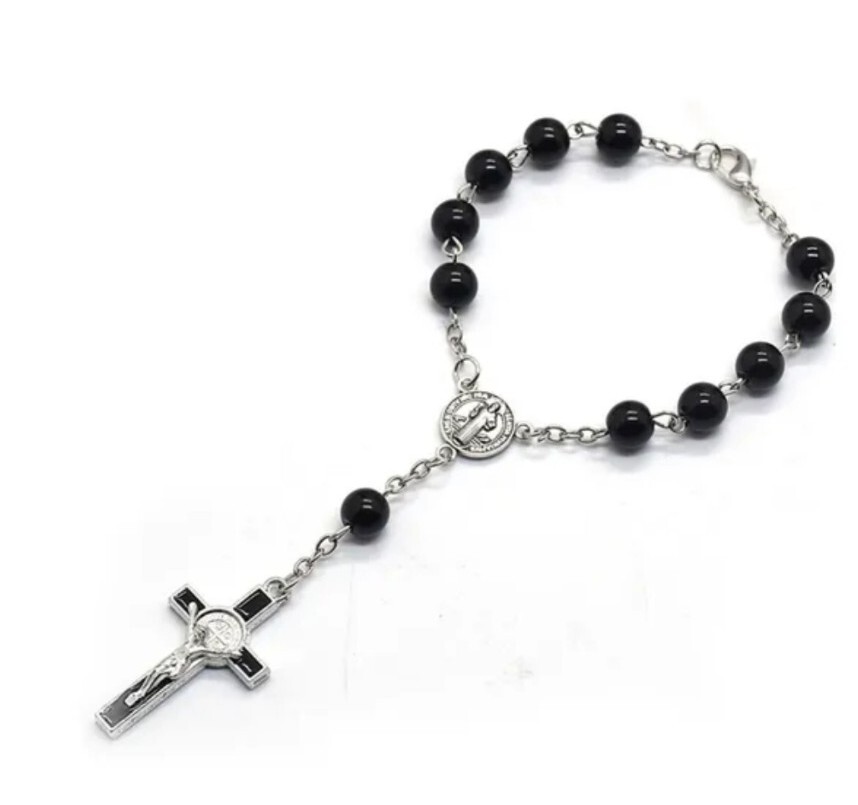 Rosenkranz Autorosenkranz Auto Spiegel schwarz Rückspiegel m. Verschluss NEU OVP