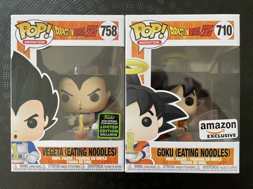 Funko Pop ! Dragon Ball Z - Vegeta Eating Noodles #758 Goku Eating Noodles #710