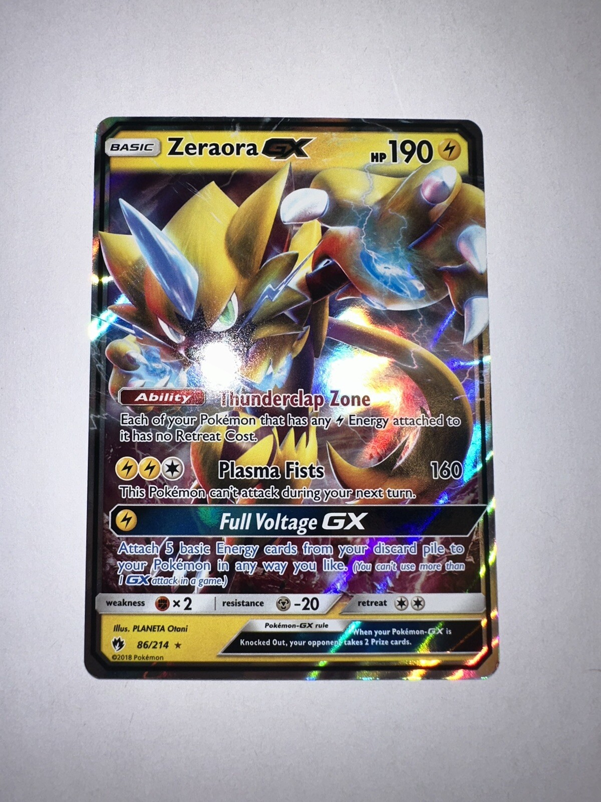 Pokémon TCG Zeraora GX Sun & Moon - Lost Thunder 86/214 Holo Ultra Rare NM 49A