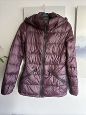 DKNY down warm women puffer quilted Packable hooded jacket/ Size S purple 