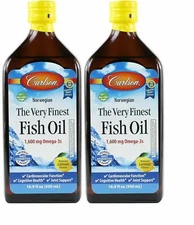 Carlson Omega-3 Norwegian Fish Oil EPA&DHA Lemon 16.9 oz Double Pack  exp 11/27