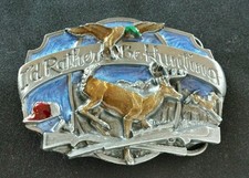 I'D RATHER BE HUNTING SCOPED RIFLE SHOTGUN BELT BUCKLE SISKIYOU MADE IN USA NEW