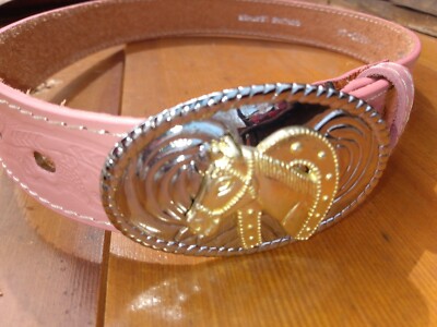 Nocona Pink Leather Belt with Gold Western Buckle s-l400.jpg main image 4