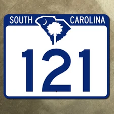 South Carolina route 121 Rock Hill highway marker road guide sign blue map 20x16