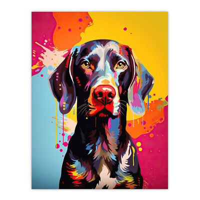 Shorthaired German Pointer Dog Pet Portrait Colourful Wall Art Poster Print