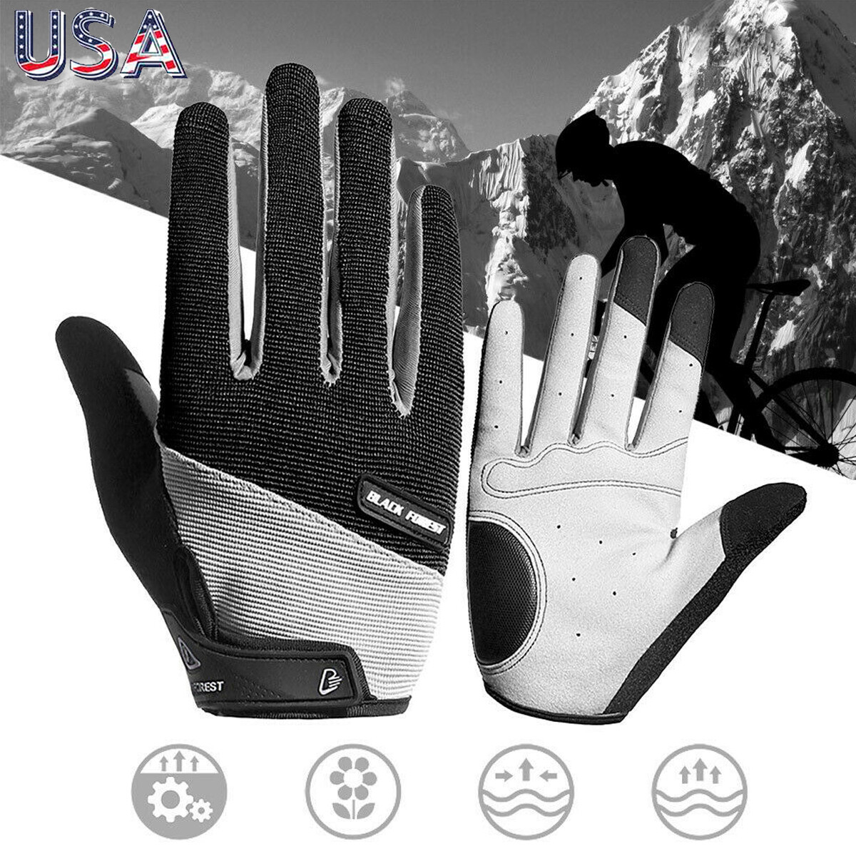Men's Full Finger Cycling Gloves Guantes Ciclismo Road Mountain Bike