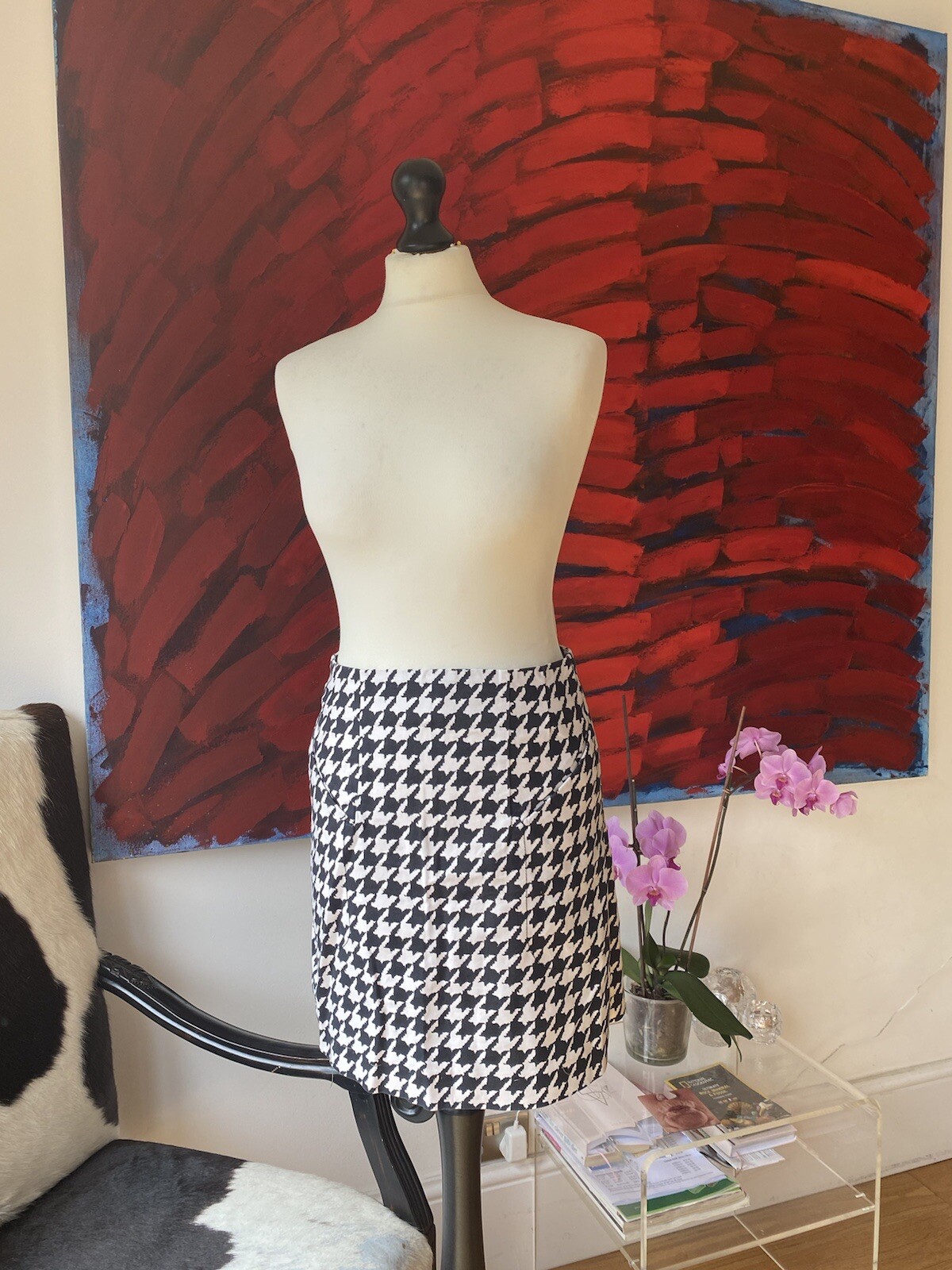 Houndstooth Mini skirt With Pockets Size 10-image