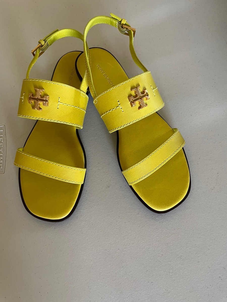 TORY BURCH EVERLY DOUBLE STRAP LEATHER FLAT SANDALS IN ISLAND