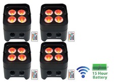 4 Rockville BEST PAR 50 Rechargeable Par Can Wash Lights w/Wireless DMX RGBWA UV