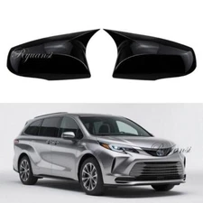 For Toyota Sienna 2022-2025 Bright Black Side Mirror Cover Cap M Style Ox Horn