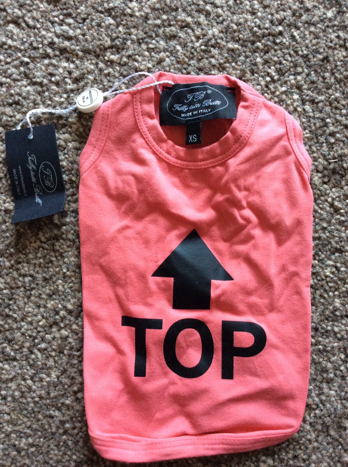 Bnwt Trilly Tutti Brilli 'Top' Dog Shirt - Coral - XS