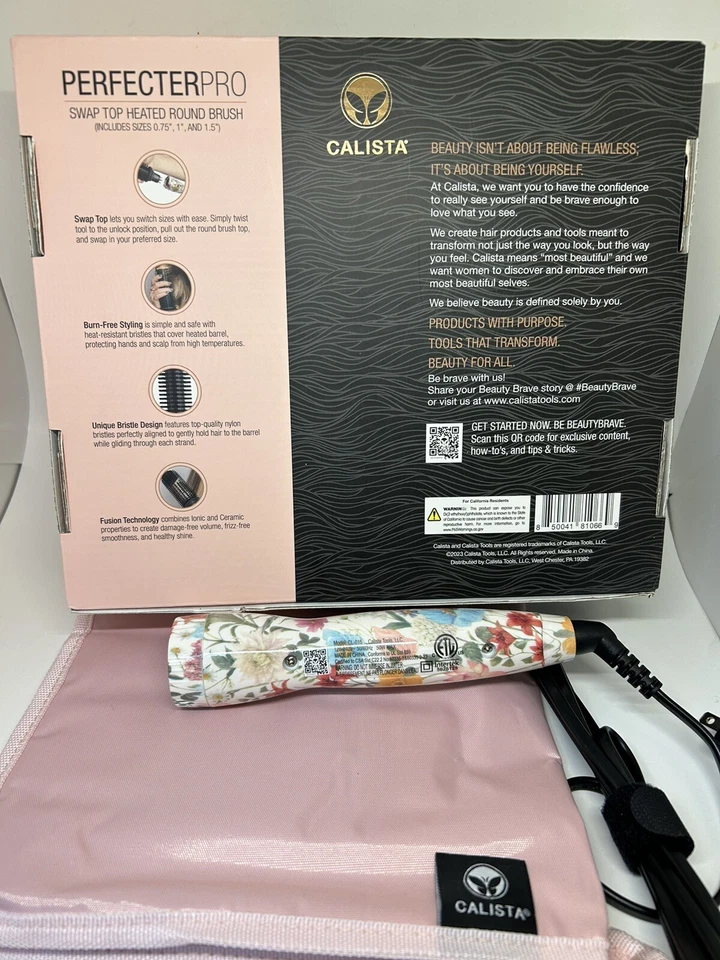 Calista Perfecter Pro Intercambiable Top Cepillo Redondo Calefactable Estilo .75" 1" 1.5" Seda Floral Foto 3 de 4